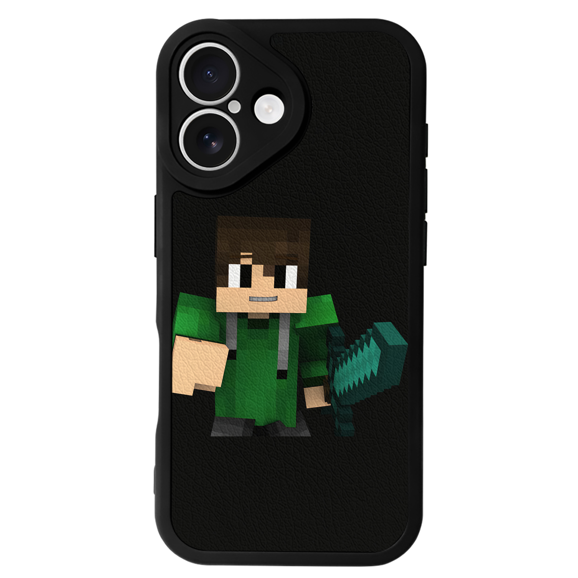 （画像用） マインクラフト ブロックの世界 Minecraft MC Block world 【iPhone 16シリーズ対応】シリコンスマホケース（レザー調） 材質：シリコン